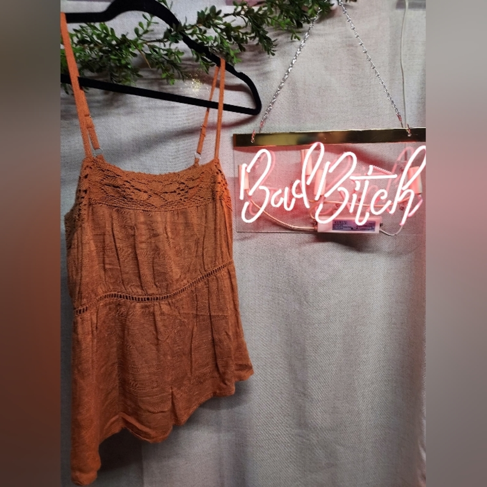 Love on a hanger rust orange tank top